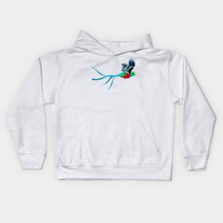 Flying Quetzal in Watercolor Kids Hoodie